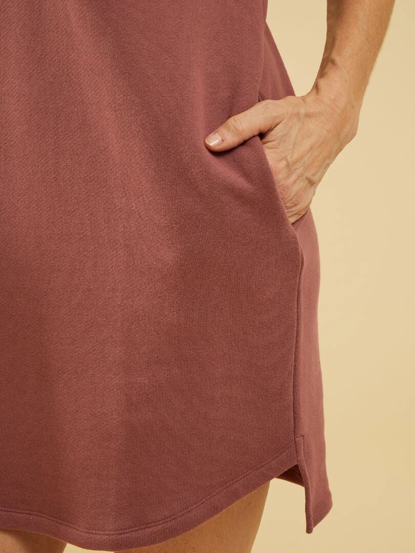 Vestido Corto Tipo Sudadera - Rosa Castaño - Imagen 4