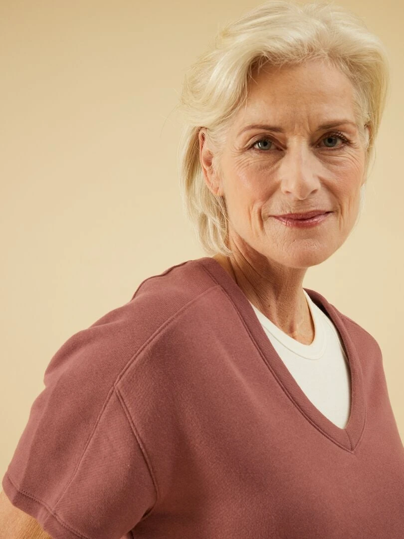 Vestido Corto Tipo Sudadera - Rosa Castaño - Imagen 5