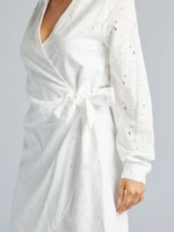 Vestido Cruzado Con Bordado Inglés - Blanco -Zalaris Tienda vestido cruzado con bordado ingles blanco axz55 2 frb4