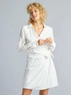 Vestido Cruzado Con Bordado Inglés - Blanco -Zalaris Tienda vestido cruzado con bordado ingles blanco axz55 2 frb5