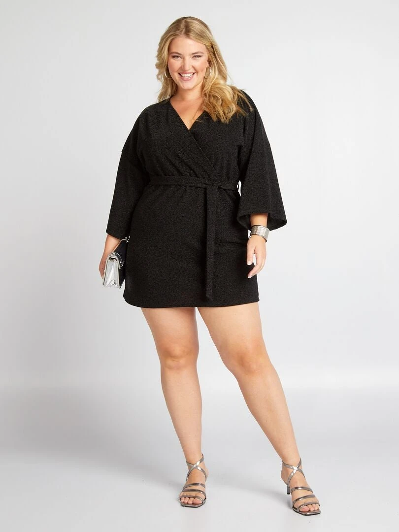 Vestido Cruzado De Punto - NEGRO 1 3 Vestido Cruzado De Punto - NEGRO 1