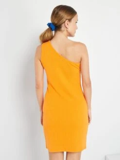 Vestido De Canalé Asimétrico - Naranja -Zalaris Tienda vestido de canale asimetrico naranja awi89 1 frb3