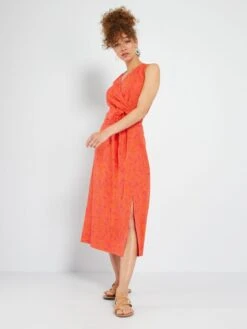 Vestido De Estilo Cruzado De Lino - ROSA -Zalaris Tienda vestido de estilo cruzado de lino rosa aea27 1 frb2