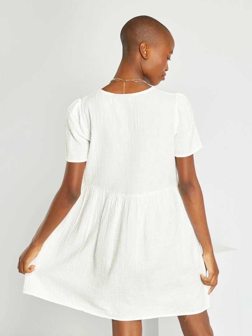 Vestido De Gasa De Algodón - BLANCO 5 Vestido De Gasa De Algodón - BLANCO - Imagen 3