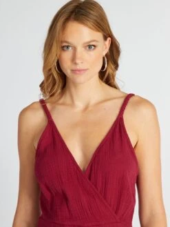 Vestido De Gasa De Algodón - ROJO -Zalaris Tienda vestido de gasa de algodon rojo aul02 1 frb2