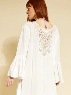 Vestido De Playa De Macramé - Blanco -Zalaris Tienda vestido de playa de macrame blanco zs089 1 frb5