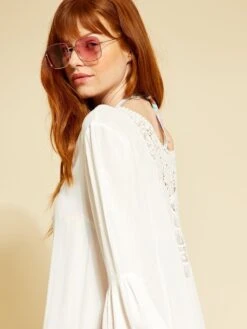 Vestido De Playa De Macramé - Blanco -Zalaris Tienda vestido de playa de macrame blanco zs089 1 frb6