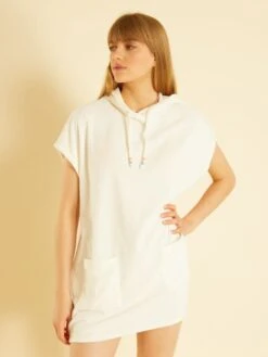 Vestido De Playa De Rizo - Blanco -Zalaris Tienda vestido de playa de rizo blanco zs134 1 frb4