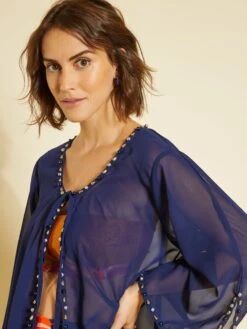 Vestido De Playa Transparente Con Perlas - Azul Marino -Zalaris Tienda vestido de playa transparente con perlas azul marino aeb81 1 frb4