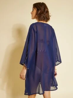 Vestido De Playa Transparente Con Perlas - Azul Marino -Zalaris Tienda vestido de playa transparente con perlas azul marino aeb81 1 frb5