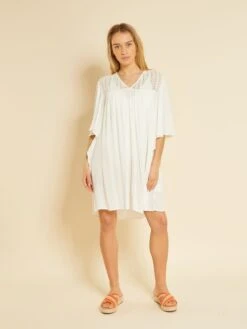 Vestido De Playa Vaporoso - Blanco -Zalaris Tienda vestido de playa vaporoso blanco zs090 3 frb3