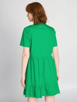 Vestido De Popelina Con Bordados - Verde Flúor -Zalaris Tienda vestido de popelina con bordados verde fluor arr96 2 frb4