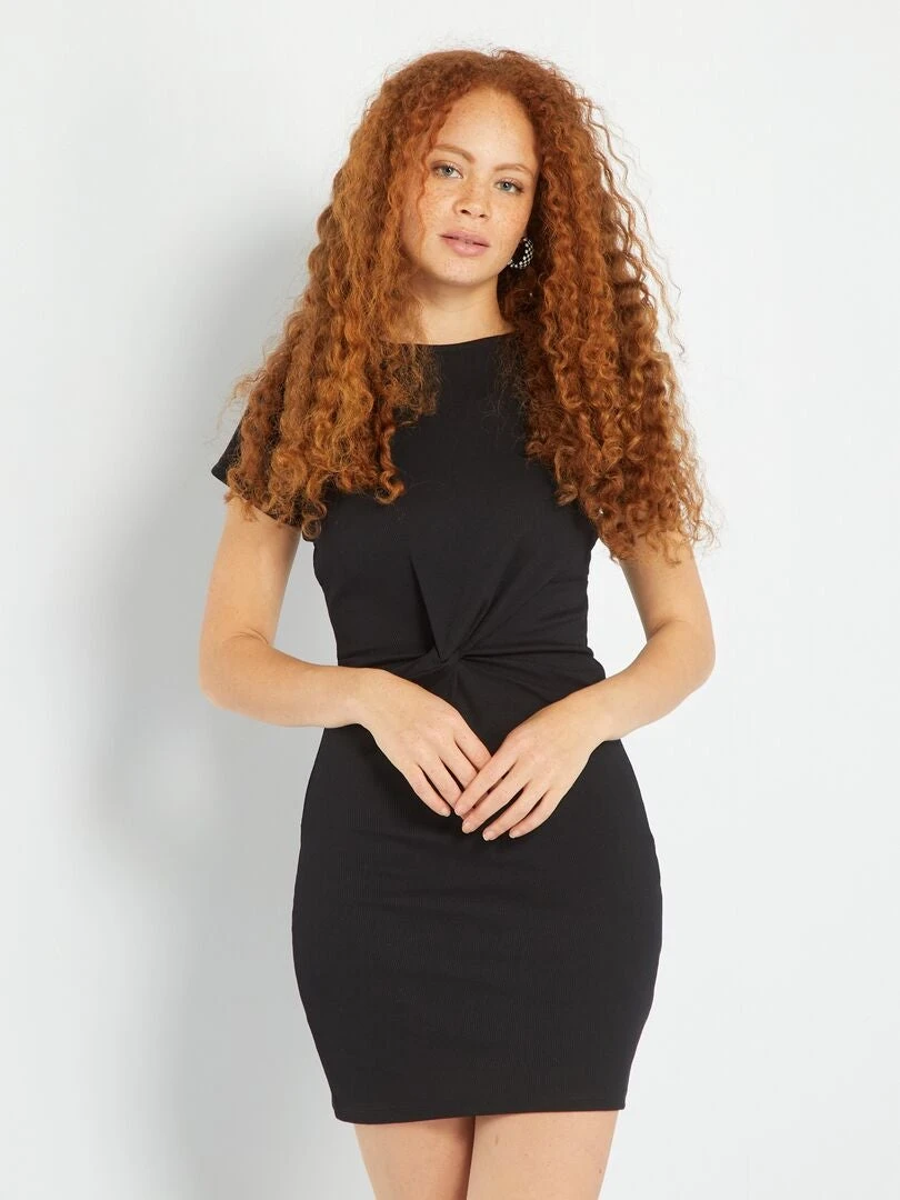 Vestido De Punto De Canalé - Negro 3 Vestido De Punto De Canalé - Negro