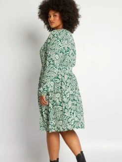 Vestido De Punto De Crepé Vaporoso - Verde -Zalaris Tienda vestido de punto de crepe vaporoso verde aiz59 3 frb3