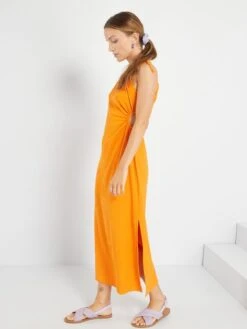 Vestido De Punto Gofrado - ORANG VERM -Zalaris Tienda vestido de punto gofrado orang verm aum22 2 frb5