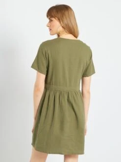 Vestido Entallado De Lino 'JDY' - KAKI -Zalaris Tienda vestido entallado de lino jdy kaki abv74 3 frb3