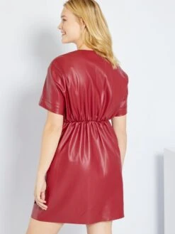 Vestido Entallado De Material Sintético - Rojo Burdeos -Zalaris Tienda vestido entallado de material sintetico rojo burdeos zj686 2 frb4