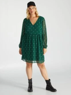 Vestido Evasé Con Estampado - GREENDOTB8 -Zalaris Tienda vestido evase con estampado greendotb8 ajj02 2 frb2