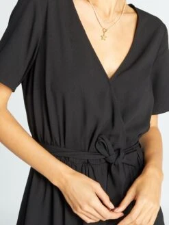 Vestido Largo Con Abertura Cruzada - Negro -Zalaris Tienda vestido largo con abertura cruzada negro zg177 1 frb5