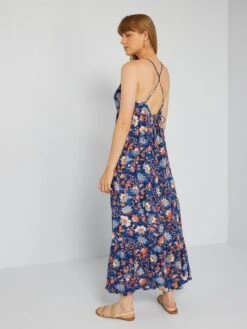 Vestido Largo Con Acabado A Capas - AZUL -Zalaris Tienda vestido largo con acabado a capas azul aeb65 6 frb3