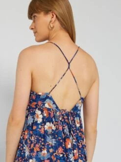 Vestido Largo Con Acabado A Capas - AZUL -Zalaris Tienda vestido largo con acabado a capas azul aeb65 6 frb5