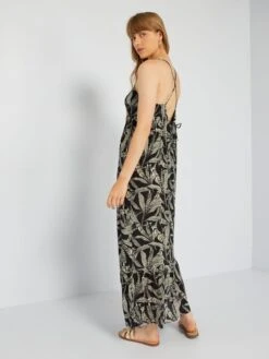 Vestido Largo Con Acabado A Capas - NEGRO -Zalaris Tienda vestido largo con acabado a capas negro aeb65 5 frb4