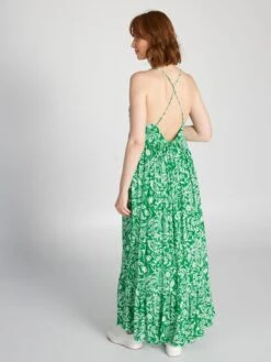 Vestido Largo Con Acabado A Capas - VERDE -Zalaris Tienda vestido largo con acabado a capas verde aeb65 8 frb3