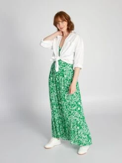 Vestido Largo Con Acabado A Capas - VERDE -Zalaris Tienda vestido largo con acabado a capas verde aeb65 8 frb4