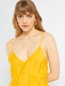 Vestido Largo Con Capas - AMARILLO -Zalaris Tienda vestido largo con capas amarillo zr790 3 frb3