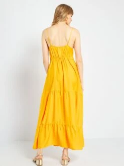 Vestido Largo Con Capas - AMARILLO -Zalaris Tienda vestido largo con capas amarillo zr790 3 frb4