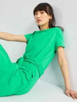 Vestido Largo Con Cinturón Anudable - Verde -Zalaris Tienda vestido largo con cinturon anudable verde zq771 2 frb2