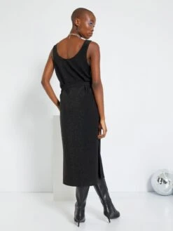 Vestido Largo Con Cinturón - Negro -Zalaris Tienda vestido largo con cinturon negro zg183 1 frb4