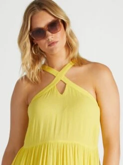 Vestido Largo Con Cuello Cruzado - HO_LEMONZE -Zalaris Tienda vestido largo con cuello cruzado holemonze aiu24 2 frb3