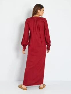 Vestido Largo Con Cuello Panadero - ROJO -Zalaris Tienda vestido largo con cuello panadero rojo aea11 2 frb4