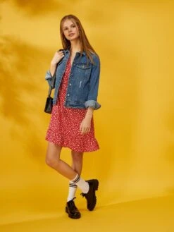 Vestido Largo Con Estampado De Flores - ROJO -Zalaris Tienda vestido largo con estampado de flores rojo zo045 3 frb2