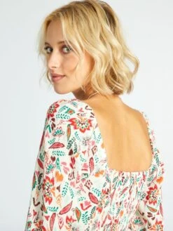 Vestido Largo Con Estampado Y Detalle En El Pecho - BEIGE -Zalaris Tienda vestido largo con estampado y detalle en el pecho beige alz19 1 frb7