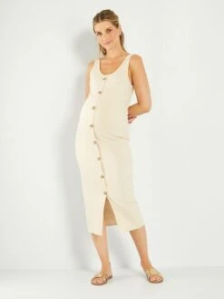 Vestido Largo De Canalé Premamá - BEIGE -Zalaris Tienda vestido largo de canale premama beige ael66 1 frb4