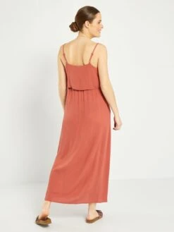 Vestido Largo De Lactancia Con Tirantes Finos - MARCHA ROJA -Zalaris Tienda vestido largo de lactancia con tirantes finos marcha roja ael82 2 frb4