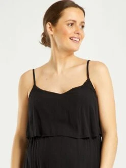 Vestido Largo De Lactancia Con Tirantes Finos - Negro -Zalaris Tienda vestido largo de lactancia con tirantes finos negro ael82 1 frb5