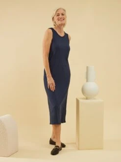 Vestido Largo De Punto De Canalé - Negro Iris -Zalaris Tienda vestido largo de punto de canale negro iris zq448 1 frb3