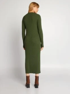 Vestido Largo De Punto De Canalé - VERDE -Zalaris Tienda vestido largo de punto de canale verde aji86 2 frb3