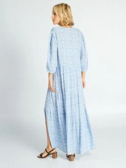 Vestido Largo De Punto De Crepé - AZUL -Zalaris Tienda vestido largo de punto de crepe azul adz73 2 frb2