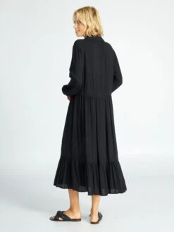 Vestido Largo De Punto De Crepé - Negro -Zalaris Tienda vestido largo de punto de crepe negro zk384 1 frb3