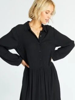 Vestido Largo De Punto De Crepé - Negro -Zalaris Tienda vestido largo de punto de crepe negro zk384 1 frb5