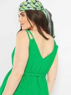 Vestido Largo De Punto De Crepé - Verde Flúor -Zalaris Tienda vestido largo de punto de crepe verde fluor zs967 3 frb5