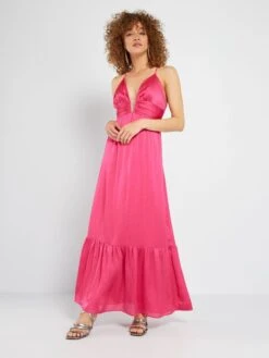 Vestido Largo De Tirantes Finos - Rosa -Zalaris Tienda vestido largo de tirantes finos rosa ato04 2 frb3