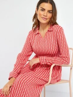 Vestido Largo Estampado De Manga Larga - ROJO -Zalaris Tienda vestido largo estampado de manga larga rojo ajo63 2 frb3