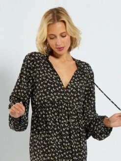 Vestido Largo Estampado - NEGRO -Zalaris Tienda vestido largo estampado negro ame02 4 frb3