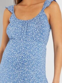 Vestido Largo Estampado Premamá - AZUL -Zalaris Tienda vestido largo estampado premama azul zr593 1 frb3