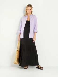 Vestido Largo Estampado Premamá - Negro -Zalaris Tienda vestido largo estampado premama negro zr593 6 frb2